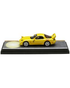 Mazda RX-7 (FD3S) RHD (Right Hand Drive) Yellow "RedSuns" with Keisuke Takahashi Driver Figure (Version 2) "Initial D" (1995-2013) Manga 1/64 Diecast Model Car by Hobby Japan