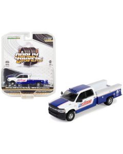 2023 Ram 3500 Service Bed Dually Pickup Truck White and Blue "Mopar Direct Connection" "Dually Drivers" Series 14 1/64 Diecast Model Car by Greenlight