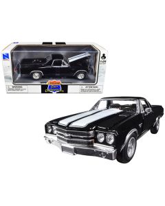 1970 Chevrolet El Camino SS Black with White Stripes "Muscle Car Collection" 1/25 Diecast Model Car by New Ray