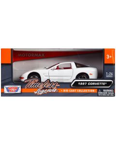 1997 Chevrolet Corvette C5 Coupe White with Red Interior "Timeless Legends" Series 1/24 Diecast Model Car by Motormax