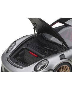 Porsche 911 (991.2) GT2 RS Weissach Package GT Silver with Carbon Stripes 1/18 Model Car by Autoart