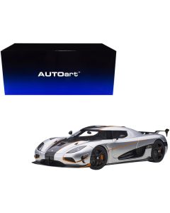 Koenigsegg Agera RS Moon Silver with Carbon and Orange Accents 1/18  Model Car by Autoart