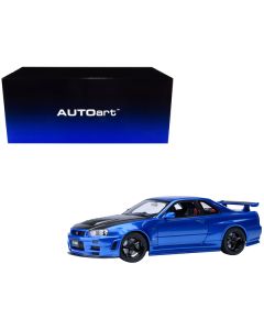 Nissan Skyline GT-R R34 Nismo Z-TUNE RHD (Right Hand Drive) Bayside Blue with Carbon Hood 1/18 Model Car by Autoart