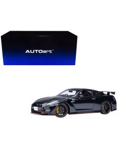 2022 Nissan GT-R (R35) Nismo Special Edition RHD (Right Hand Drive) Meteor Flake Black Pearl with Carbon Hood and Top 1/18 Model Car by Autoart