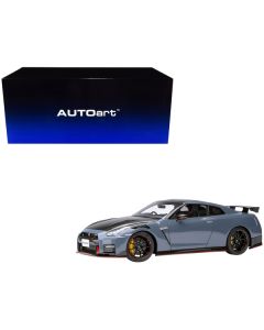 2022 Nissan GT-R (R35) Nismo Special Edition RHD (Right Hand Drive) Nismo Stealth Gray with Carbon Hood and Top 1/18 Model Car by Autoart