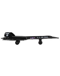 Lockheed SR-71 Blackbird Aircraft Black "United States Air Force" with Runway Section Diecast Model Airplane by Runway24