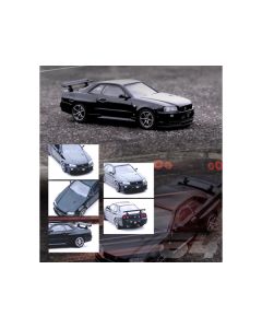 Nissan Skyline GT-R (R34) V-SPEC II RHD (Right Hand Drive) Black 1/64 Diecast Model Car by Inno Models