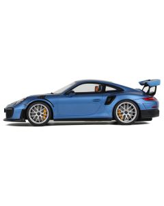 2021 Porsche 911 (991.2) GT2 RS Blue Metallic with Black Stripes 1/18 Model Car by GT Spirit