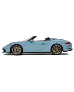 2019 Porsche 911 (991.2) Speedster Light Blue with Red Interior 1/18 Model Car by GT Spirit