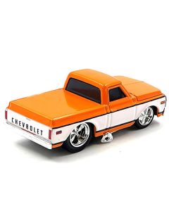 1972 Chevrolet C-10 Pickup Truck Orange and White 1/64 Diecast Model Car by Muscle Machines