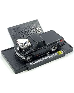 1993 Chevrolet 454 SS Pickup Truck Black 1/64 Diecast Model Car by Muscle Machines