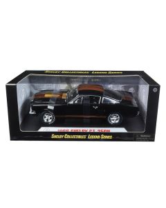 1966 Ford Mustang Shelby GT 350 "Hertz" Black with Gold Stripes and Racing Wheels 1/18 Diecast Model Car by Shelby Collectibles