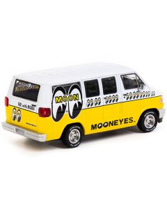 Dodge Van White and Yellow with Graphics "Mooneyes" "Global64" Series 1/64 Diecast Model by Tarmac Works