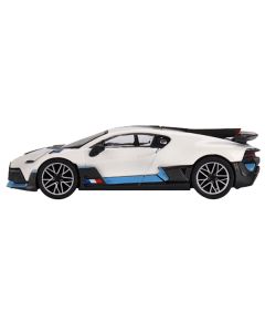 Bugatti Divo White with Carbon Top and Blue Stripes Limited Edition to 3600 pieces Worldwide 1/64 Diecast Model Car by Mini GT