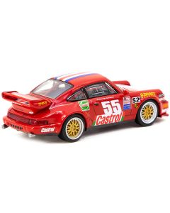 Porsche 911 RSR 3.8 #55 Red with Stripes and Graphics "Collab64" Series 1/64 Diecast Model Car by Schuco & Tarmac Works