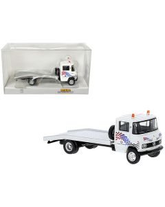 1968 Mercedes-Benz L 608 D Flatbed Truck White with Graphics "BMW Autohaus" 1/87 (HO) Scale Model Car by Brekina