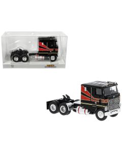 1978 Ford CLT 9000 Truck Tractor Black with Red Stripes 1/87 (HO) Scale Model Car by Brekina