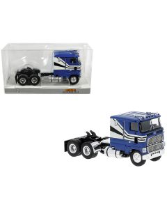 1978 Ford CLT 9000 Truck Tractor Blue with White Stripes 1/87 (HO) Scale Model Car by Brekina