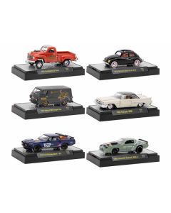 "Auto Meets" Set of 6 Cars IN DISPLAY CASES Release 76 Limited Edition 1/64 Diecast Model Cars by M2 Machines