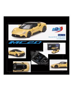 Maserati MC20 Giallo Genio Yellow with Black Top 1/64 Diecast Model Car by BBR