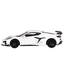 2023 Chevrolet Corvette Z06 Arctic White with Black Stripes Limited Edition to 2640 pieces Worldwide 1/64 Diecast Model Car by Mini GT