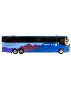 Prevost H3-45 Coach Bus "United Airlines" Blue with Graphics Limited Edition 1/87 (HO) Diecast Model by Iconic Replicas