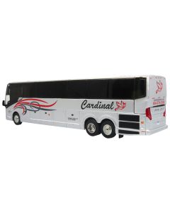 Prevost H3-45 Coach Bus "Cardinal Transportation" Silver Metallic with Graphics Limited Edition 1/87 (HO) Diecast Model by Iconic Replicas