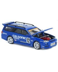 Nissan GT-R Stagea R34 RHD (Right Hand Drive) #12 "Calsonic" Blue 1/64 Diecast Model Car by Pop Race