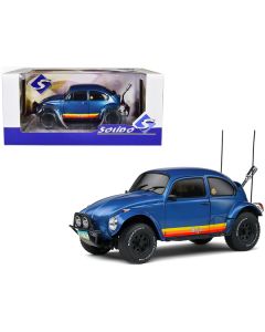 1975 Volkswagen Beetle Baja Blue Metallic with Stripes 1/18 Diecast Model Car by Solido