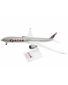 Boeing 777-9 Commercial Aircraft with Landing Gear "Qatar Airways" Gray with Tail Graphics (Snap-Fit) 1/200 Plastic Model by Skymarks