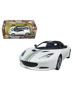 Lotus Evora S Matt White with Black Top and Gray Stripes "Satin Paint" Series 1/24 Diecast Model Car by Motormax