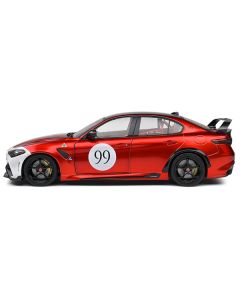 2022 Alfa Romeo Giulia GTAm #99 Red Metallic with Black Top and Italian Flag Stripes "Mugello 1969" Livery "Competition" Series 1/18 Diecast Model Car by Solido