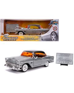 1956 Chevrolet Bel Air Raw Metal with Black Top "Showroom Floor" "Jada 20th Anniversary" 1/24 Diecast Model Car by Jada