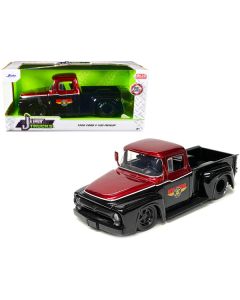 1956 Ford F-100 Pickup Truck "Mickey Thompson Performance Tires & Wheels" Black and Red Metallic "Just Trucks" Series 1/24 Diecast Model Car by Jada