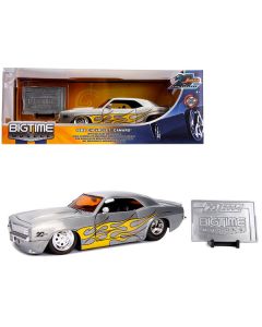 1969 Chevrolet Camaro Raw Metal with Yellow Flames "Bigtime Muscle" "Jada 20th Anniversary" 1/24 Diecast Model Car by Jada