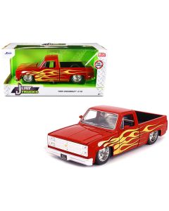 1985 Chevrolet C10 Pickup Truck Red with Flames "Just Trucks" Series 1/24 Diecast Model Car by Jada