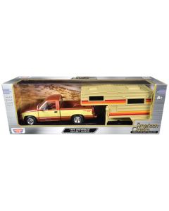 1992 Chevrolet 454 SS Pickup Truck Copper Metallic with Beige Sides with Camper Shell "American Classics" Series 1/24 Diecast Model Car by Motormax