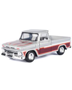 1966 Chevrolet C10 Fleetside Pickup Truck Silver Metallic with Brown Sides "American Classics" Series 1/24 Diecast Model Car by Motormax