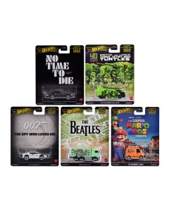 "Pop Culture 2024" 5 piece Set D "Premium Series" Diecast Model Cars by Hot Wheels