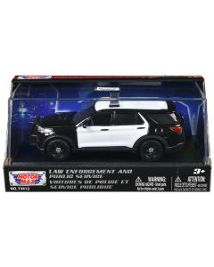 2022 Ford Police Interceptor Utility Black and White Unmarked "Law Enforcement and Public Service" Series 1/43 Diecast Model Car by Motormax