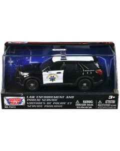 2022 Ford Police Interceptor Utility "California Highway Patrol" Black and White "Law Enforcement and Public Service" Series 1/43 Diecast Model Car by Motormax