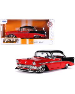 1956 Chevrolet Bel Air Red and Black "Bigtime Muscle" 1/24 Diecast Model Car by Jada