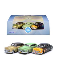 1949 Mercury Set of 3 Cars "70th Anniversary" 1/87 (HO) Scale Diecast Model Cars by Oxford Diecast