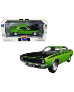 1970 Plymouth Barracuda Green with Black Hood and Stripes "Muscle Car Collection" 1/25 Diecast Model Car by New Ray