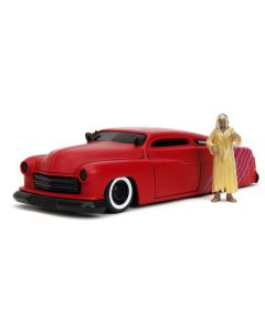 1951 Mercury Matt Red with Purple Stripes and Creep Diecast Figure "Creepshow" (1982) Movie "Hollywood Rides" Series 1/24 Diecast Model Car by Jada