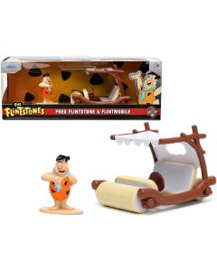 Flintmobile with Fred Flintstone Diecast Figurine "The Flintstones" "Hollywood Rides" Series 1/32 Diecast Model Car by Jada