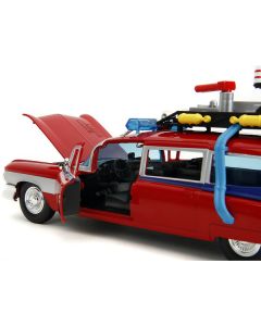 1959 Cadillac Ambulance Ecto-1 Red "Transformers" TV Series - "Ghostbusters" (1984) Movie Crossover "Hollywood Rides" Series 1/24 Diecast Model Car by Jada