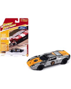 2005 Ford GT #7 Gunmetal Gray Metallic with Orange and Black Stripes "Classic Gold Collection" 2023 Release 2 Limited Edition to 3004 pieces Worldwide 1/64 Diecast Model Car by Johnny Lightning