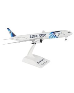 Boeing 777-300 Commercial Aircraft with Landing Gear "EgyptAir" (SU-GDL) White with Blue Tail (Snap-Fit) 1/200 Plastic Model by Skymarks