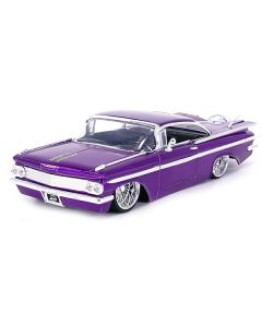 1959 Chevrolet Impala Lowrider Candy Purple with DUB Wire Wheels "Street Low" Series 1/24 Diecast Model Car by Jada